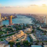 Panorama of Cairo cityscape taken during the sunset from the famous Cairo tower, Cairo, Egypt