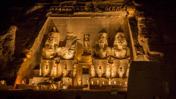 Abu Simbel, Night, Great Temple of Rameses II, Africa, Ancient