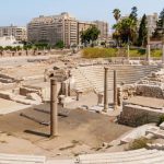 Ruins of the Roman amphitheatre of the II—IV centuries. Architectural landmark in Alexandria, Egypt.