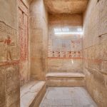 Saqqara, Egypt - December 13 2023: Painted bas relief figures showing daily life in ancient Egypt inside Tomb of Kagemni in Saqqara necropolis, Saqqara, Egypt