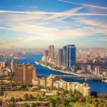 Beautiful view of Cairo downtown and the Nile from above, Egypt.
