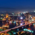 A cityscape of the downtown area of Cairo, capital city of Egypt.